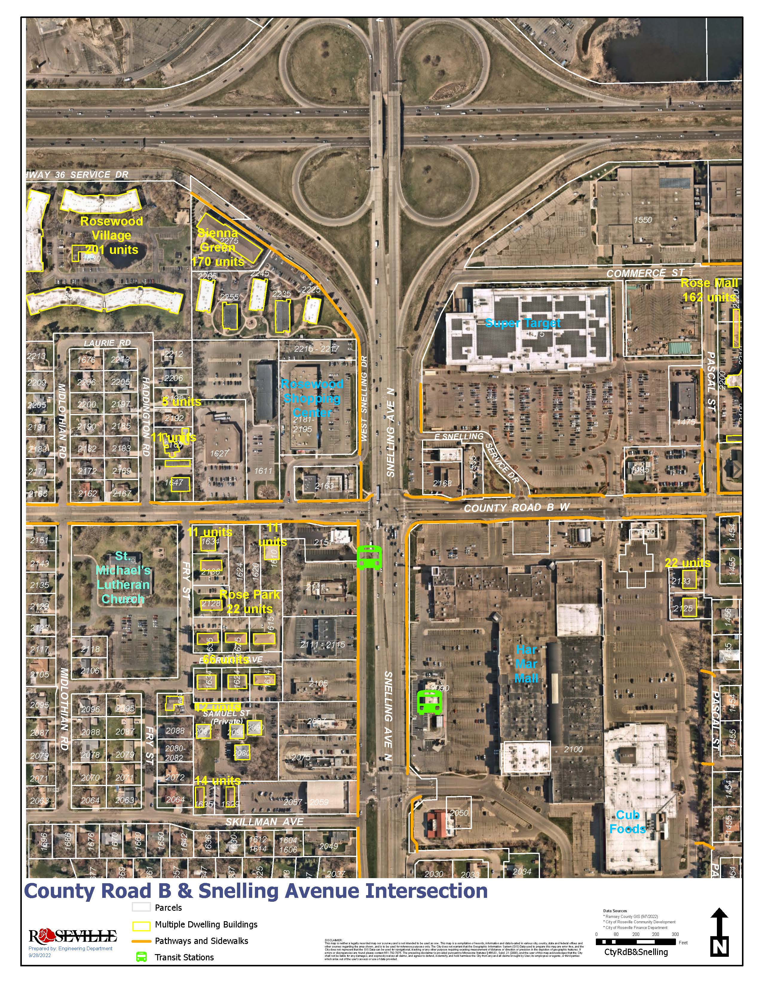 Pedestrian Study Map - CRB and Snelling
