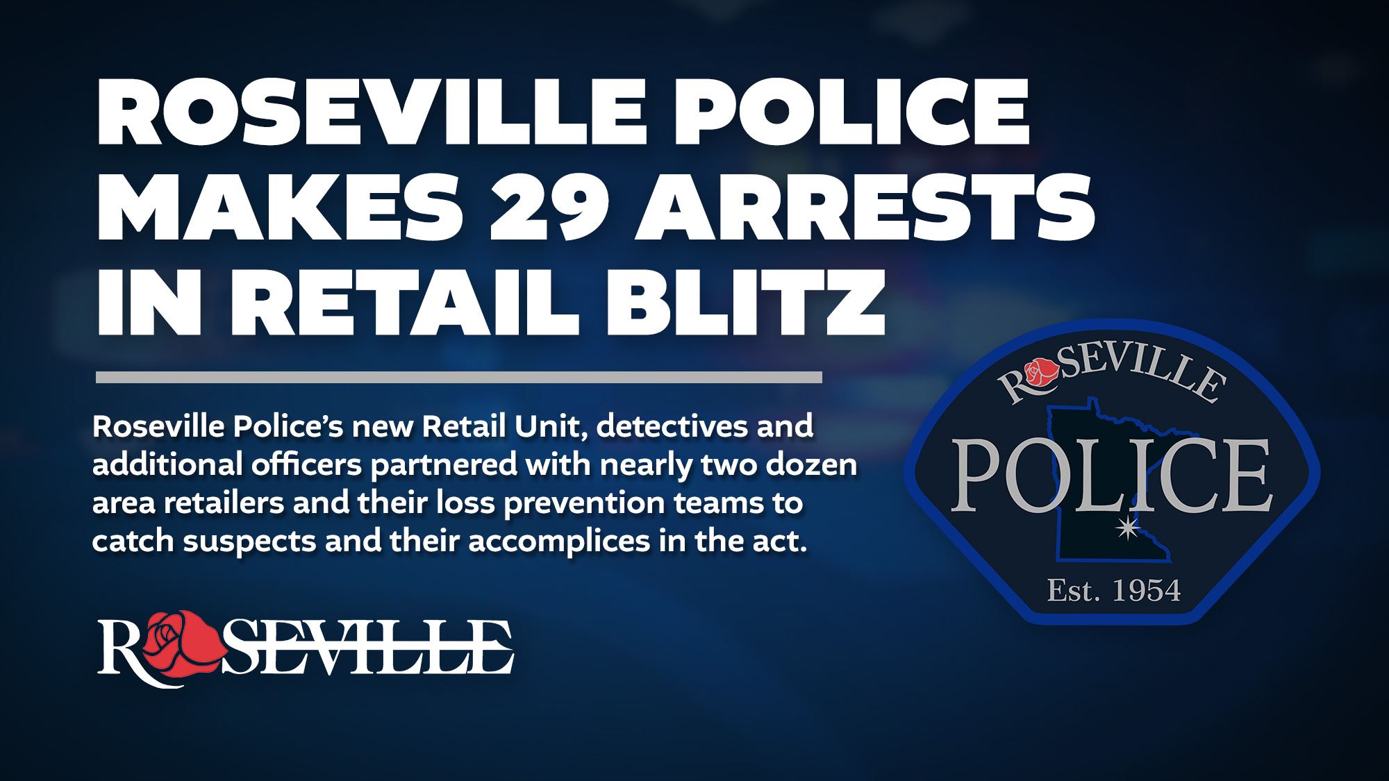 Roseville Police makes 29 arrests in retail blitz