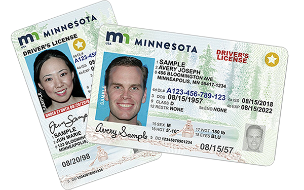 A picture of Minnesota Real ID Drivers Licenses.