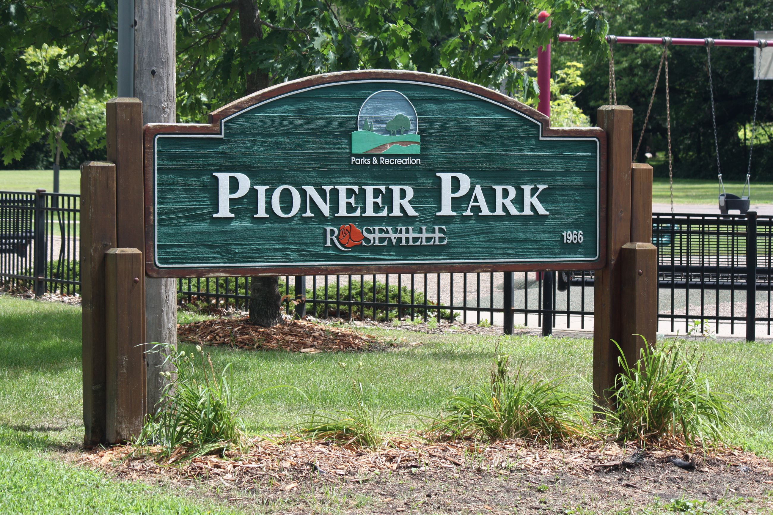 Pioneer park sign by Mary Rigney